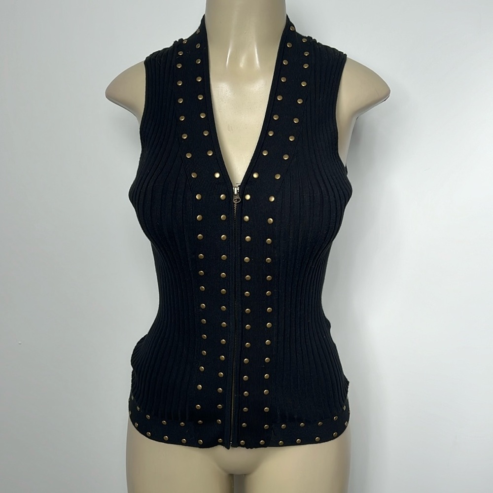 Peek & Peek medium petite black studded sweater vest